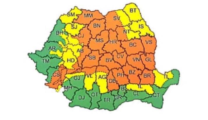 Ploi, grindina si vijelii. COD PORTOCALIU in judetul Vaslui